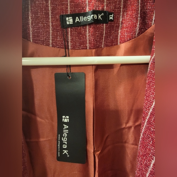 Allegra K Women Notched Lapel Open Front Textured Plaids Tunic Vest XL Red NWT! - Picture 12 of 13